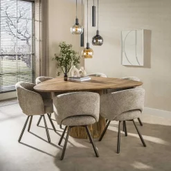 Kalfort Eetkamerstoelen|Boca Cross Armstoel Draaibaar Cargo Zand-bruin