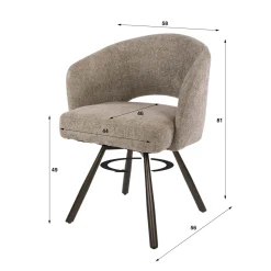 Kalfort Eetkamerstoelen|Boca Cross Armstoel Draaibaar Cargo Zand-bruin