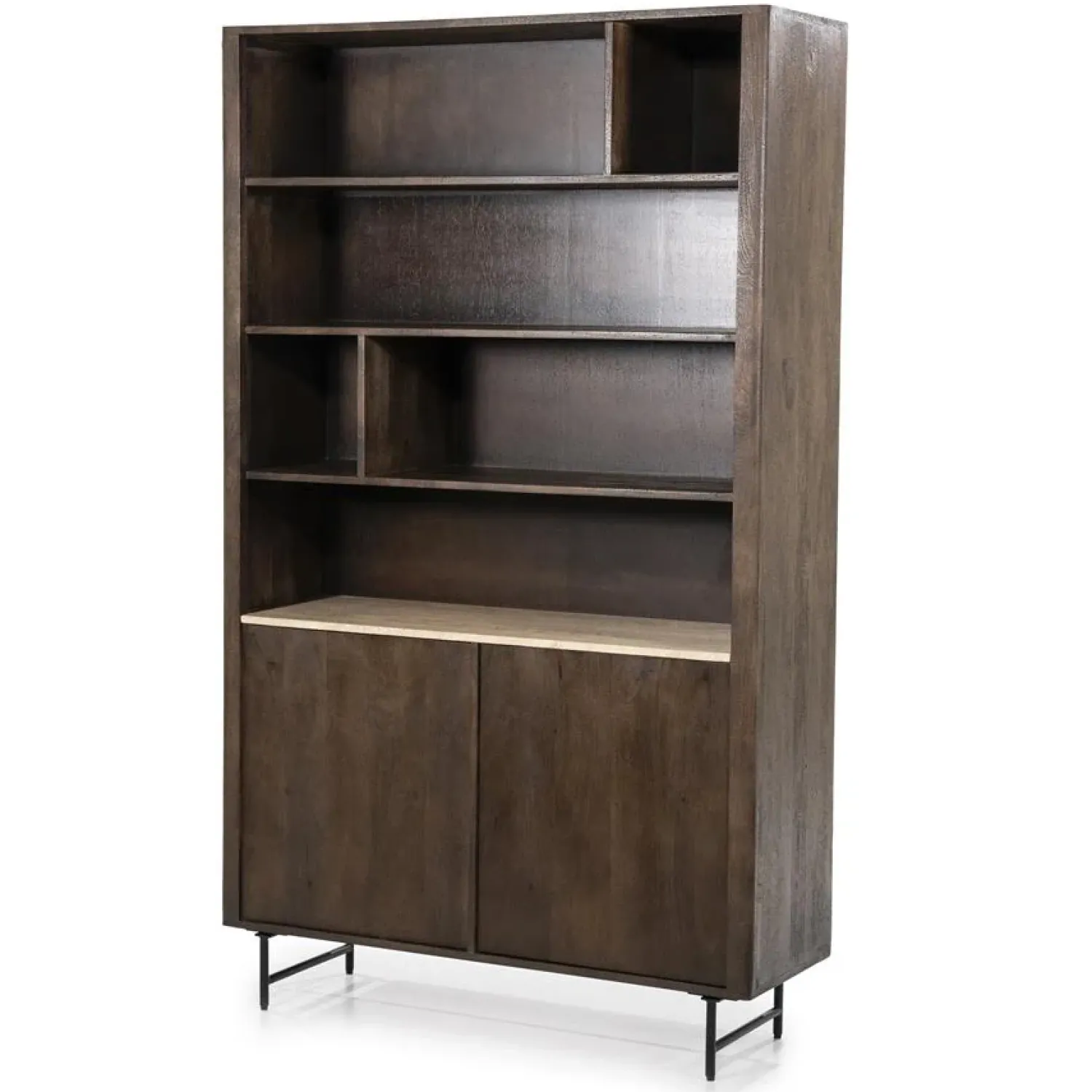 Eleonora Boekenkasten|Industriele Kasten|Boekenkast Lio mangohout groot 120cm