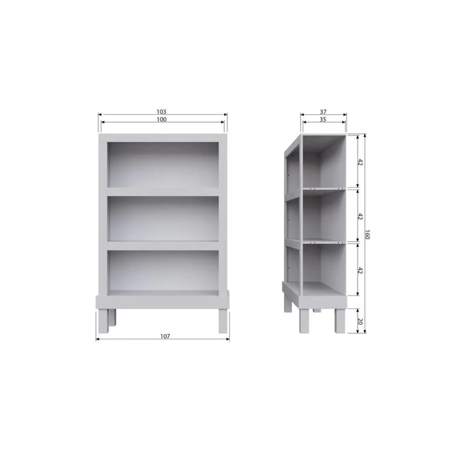 WOOOD Boekenkasten|Industriele Kasten|Bonk Open kast grenen grijs 107cm