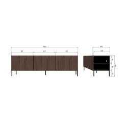WOOOD Industriele Kasten|Tv Meubels|Bono Gravure Tv meubel essenhout bruin 180cm