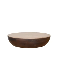 Label51 Salontafels|Bowl Salontafel rond Espresso Travertin 90 cm