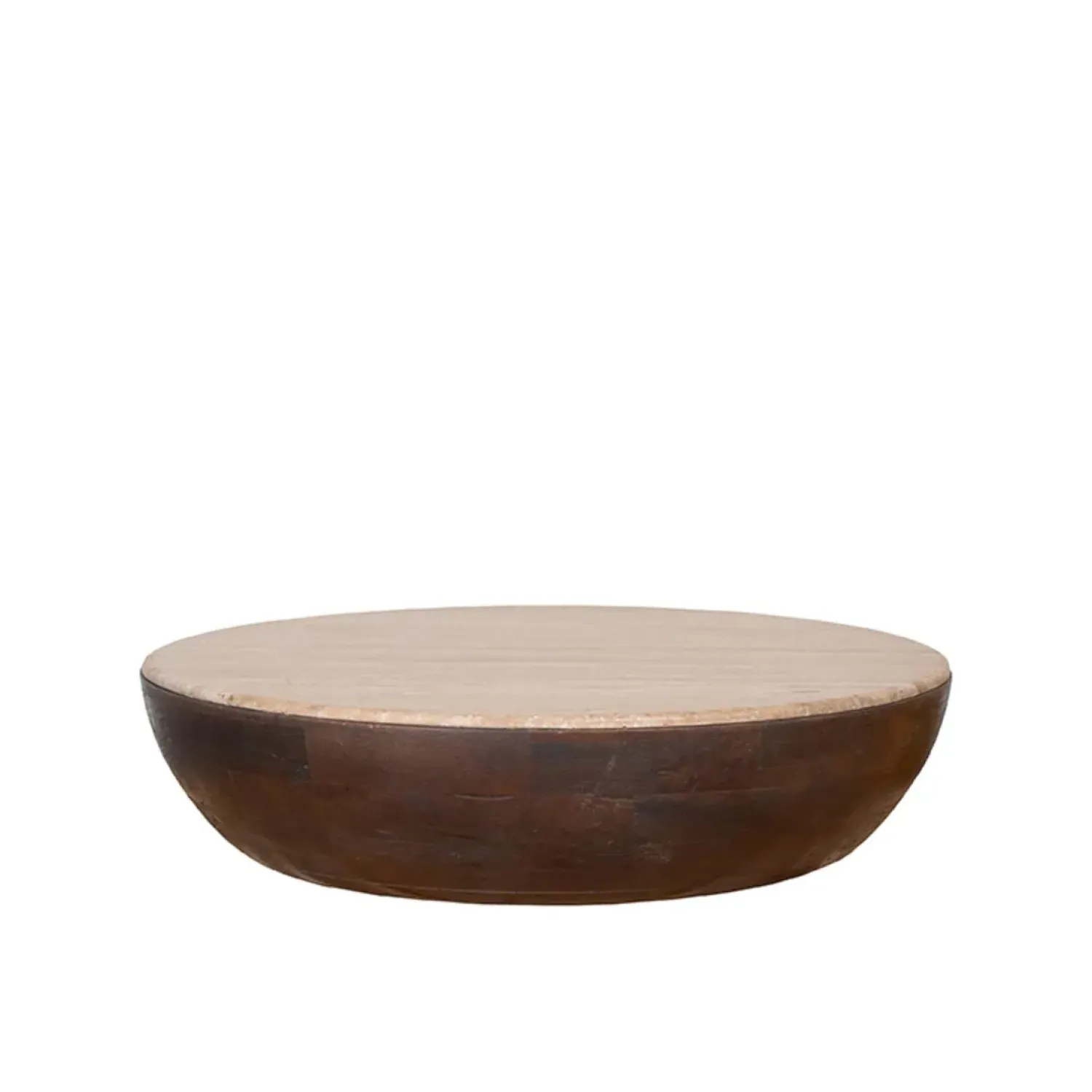 Label51 Salontafels|Bowl Salontafel rond Espresso Travertin 90 cm