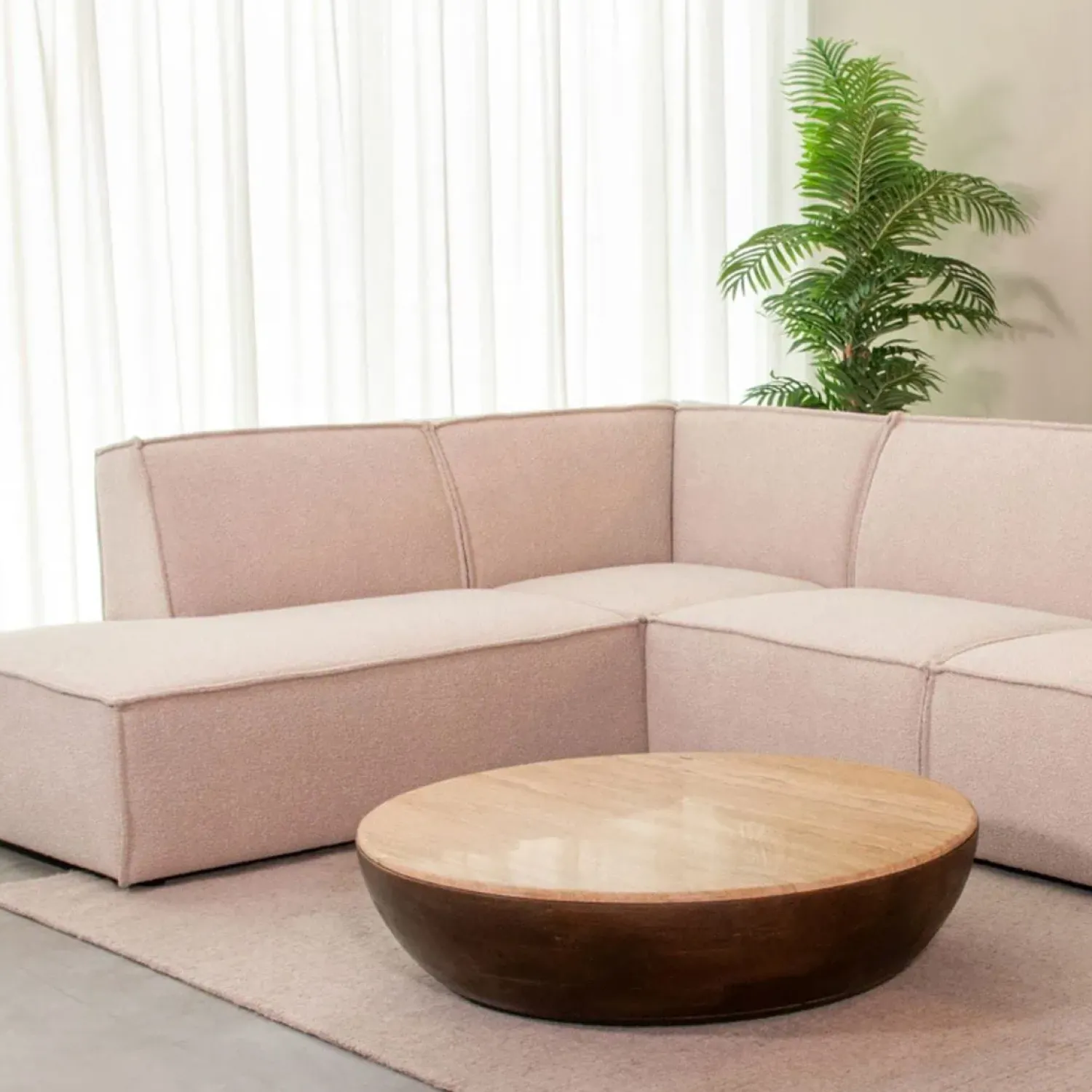 Label51 Salontafels|Bowl Salontafel rond Espresso Travertin 90 cm