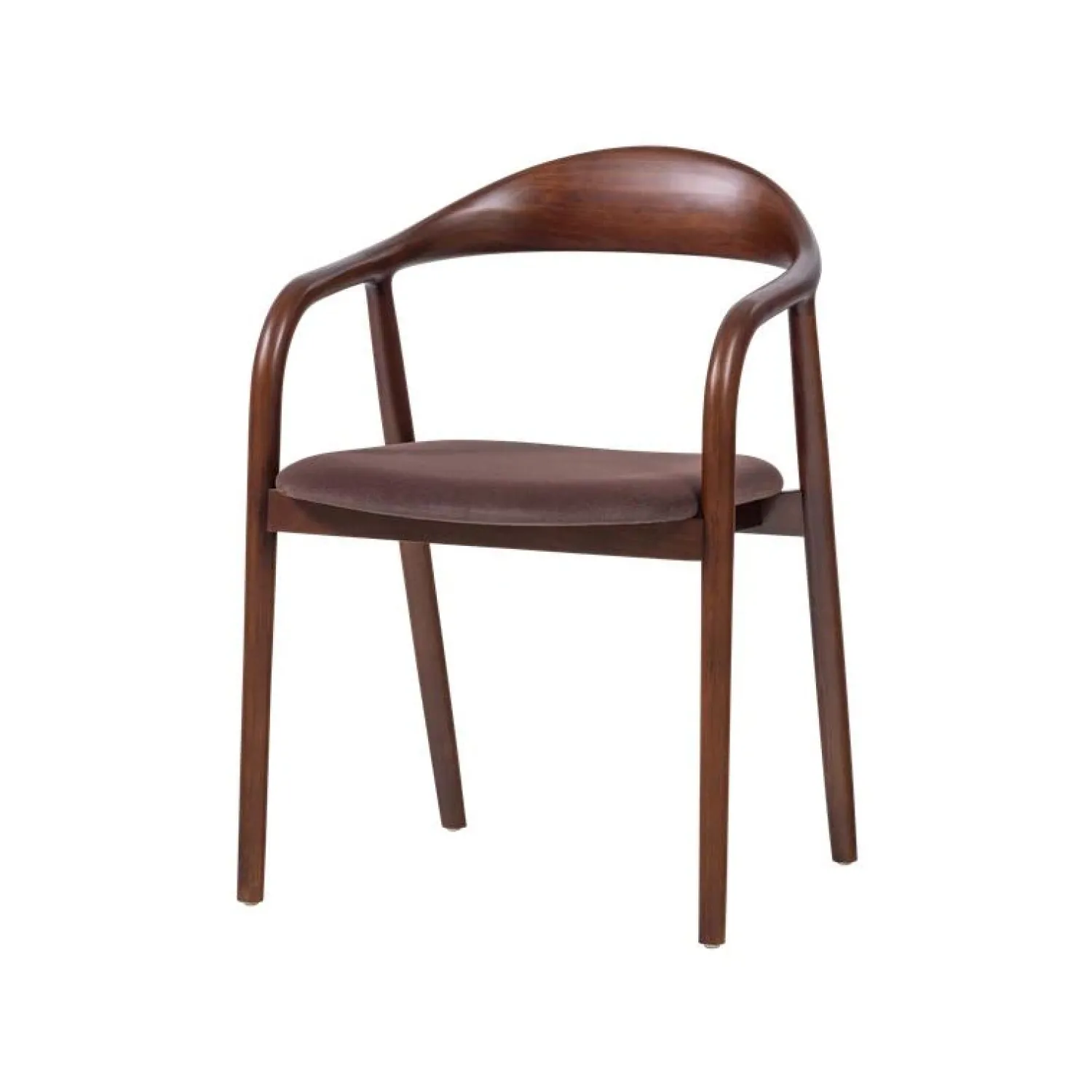 WOOOD Eetkamerstoelen|Bran Eetkamerstoel Velvet Bruin Beukenhout