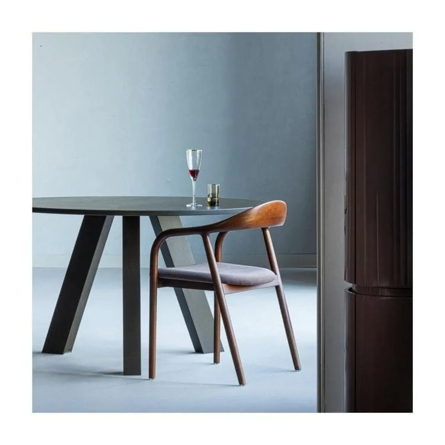WOOOD Eetkamerstoelen|Bran Eetkamerstoel Velvet Bruin Beukenhout