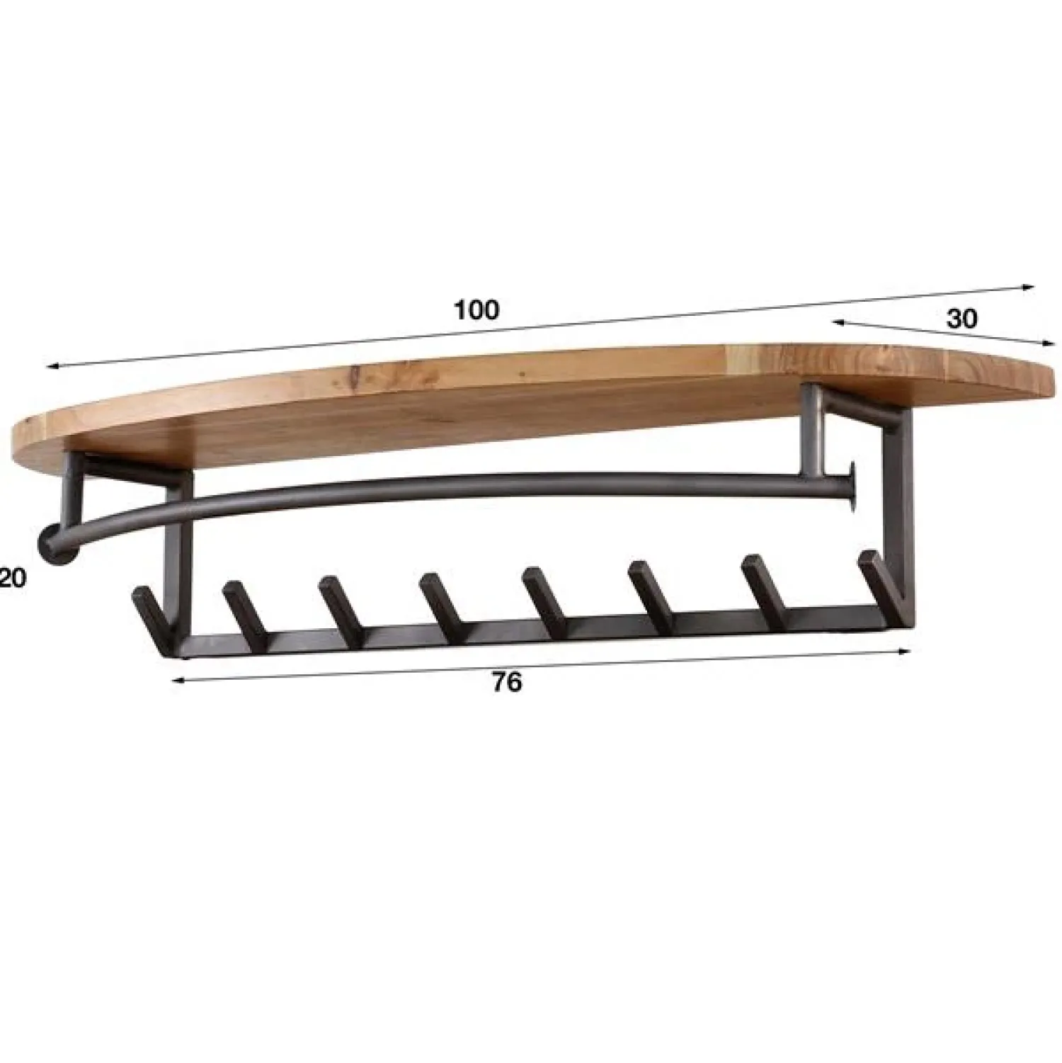 Kalfort Kapstokken|Bravo Kapstok rond 8 haken Acaciahout 100cm