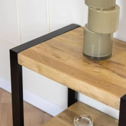 Furndea Bijzettafels|Britt bijzettafel industrieel mangohout met onderblad 60cm