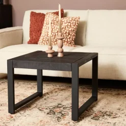 Furndea Bijzettafels|Britt bijzettafel industrieel mangohout 60cm zwart