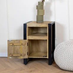 Furndea Nachtkastjes|Industriele Kasten|Britt Nachtkastje naturel deur rechts 45cm