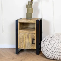 Furndea Nachtkastjes|Industriele Kasten|Britt Nachtkastje naturel deur rechts 45cm