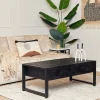 Furndea Salontafels|Britt salontafel industrieel mangohout met lades 120cm zwart