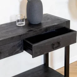 Furndea Sidetables|Britt sidetable industrieel mangohout zwart 120cm