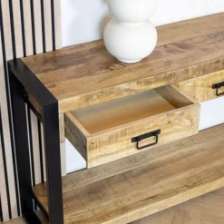 Furndea Sidetables|Britt sidetable industrieel mangohout 150cm