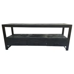 Furndea Industriele Kasten|Tv Meubels|Britt tv meubel industrieel mangohout zwart 150cm