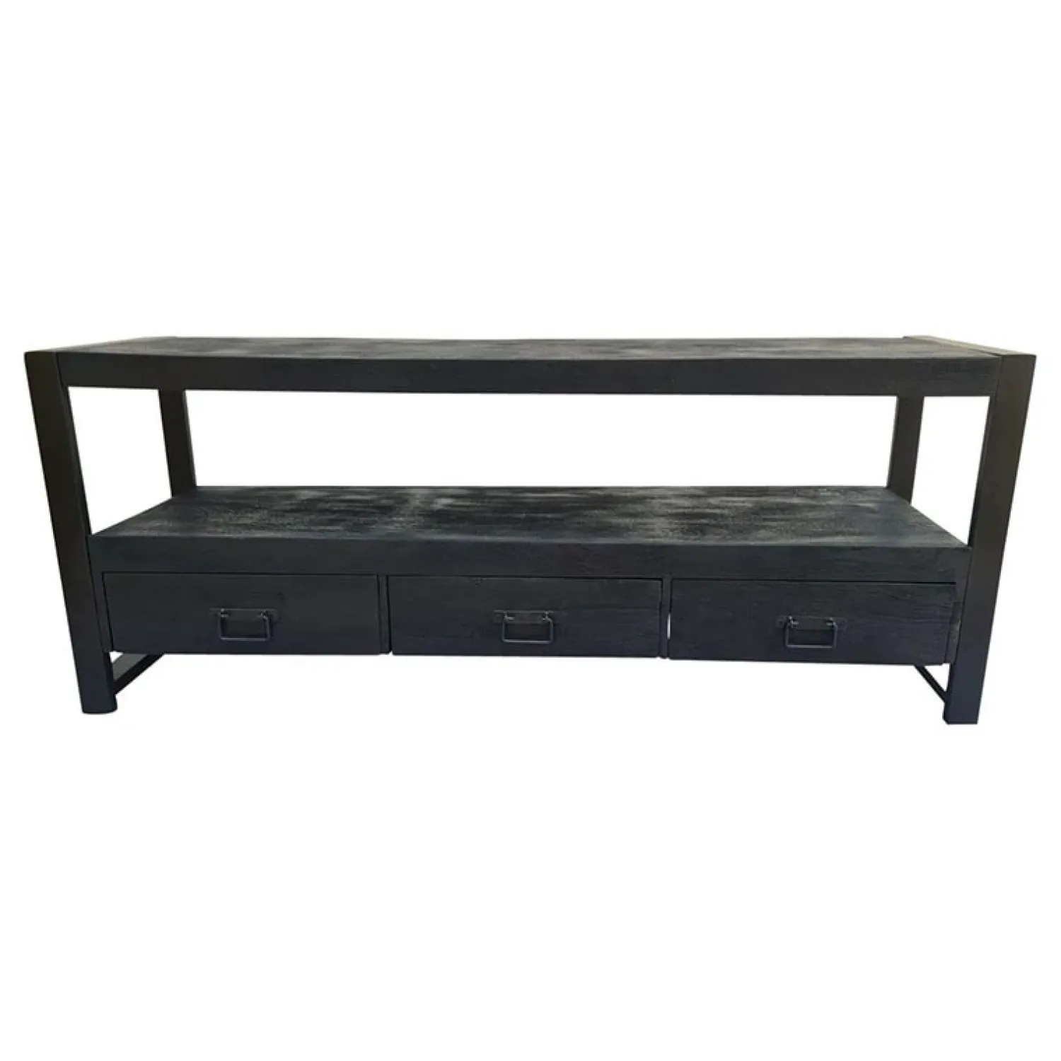 Furndea Industriele Kasten|Tv Meubels|Britt tv meubel industrieel mangohout zwart 150cm