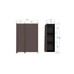 WOOOD Industriele Kasten|Kledingkasten|Brock Kledingkast 2-deurs Essen fineer Middenbruin 102cm