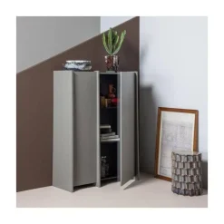 WOOOD Industriele Kasten|Kledingkasten|Brock Kledingkast 2-deurs Essen fineer Warmgrijs 102cm