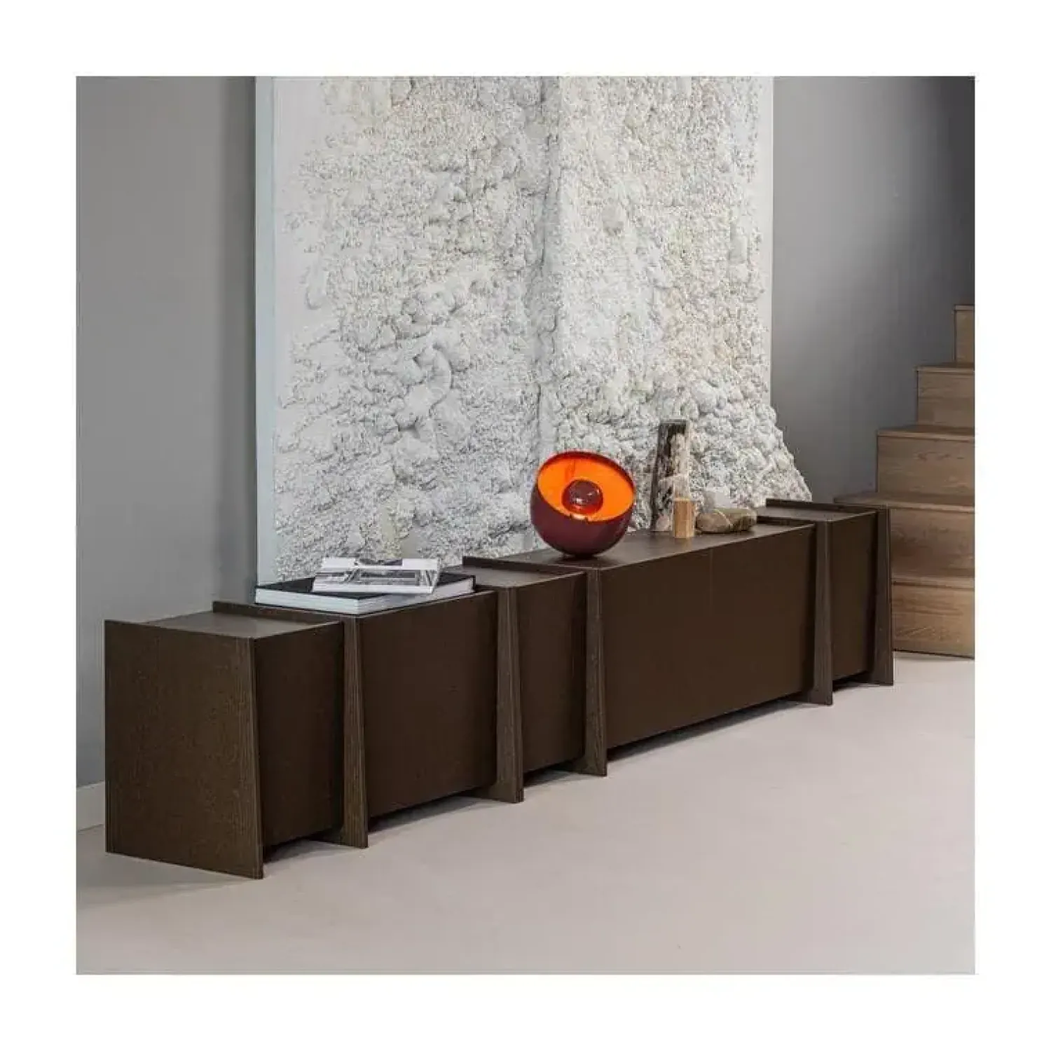 WOOOD Industriele Kasten|Tv Meubels|Brock Tv meubel Essen fineer Middenbruin 200cm