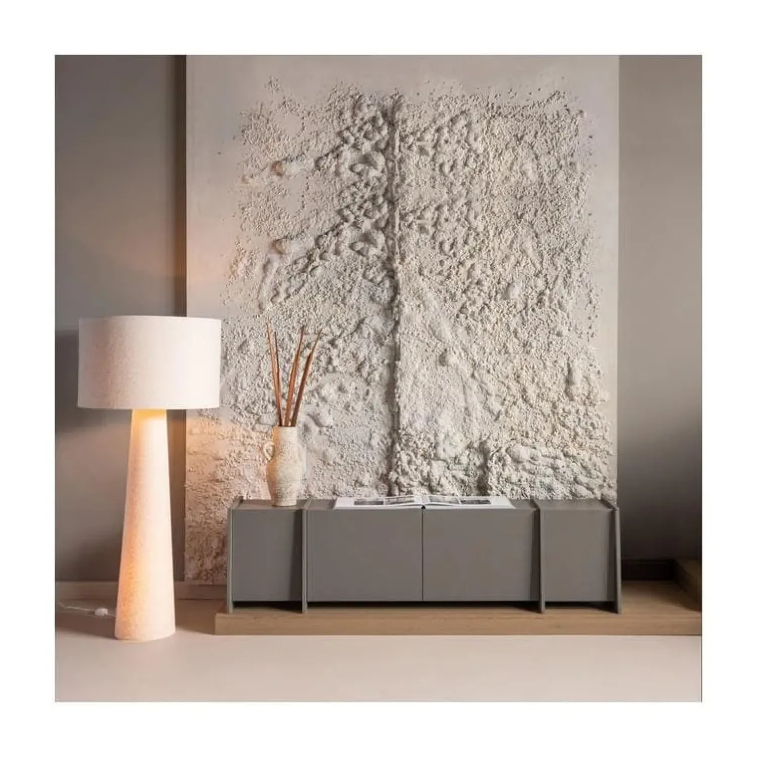 WOOOD Industriele Kasten|Tv Meubels|Brock Tv meubel Essen fineer Warmgrijs 200cm