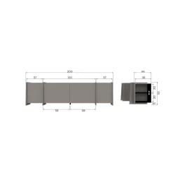 WOOOD Industriele Kasten|Tv Meubels|Brock Tv meubel Essen fineer Warmgrijs 200cm