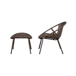 WOOOD Tuinstoelen|Bruce Tuin loungestoel met hocker paars/bruin