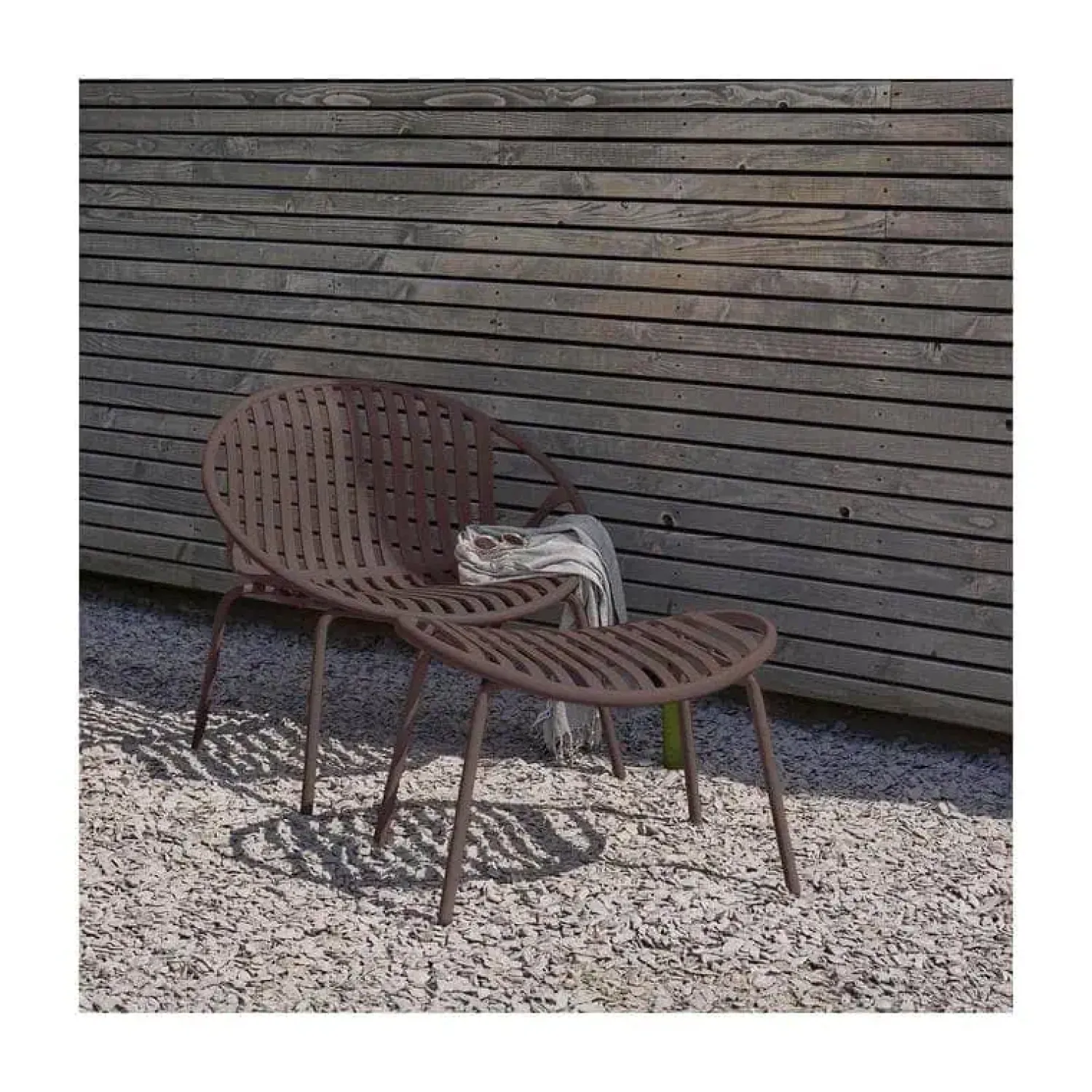 WOOOD Tuinstoelen|Bruce Tuin loungestoel met hocker paars/bruin
