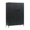 WOOOD Wandkasten|Industriele Kasten|Bruut 2-deurs Wandkast grenen zwart 100cm