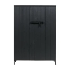 WOOOD Wandkasten|Industriele Kasten|Bruut 2-deurs Wandkast grenen zwart 100cm