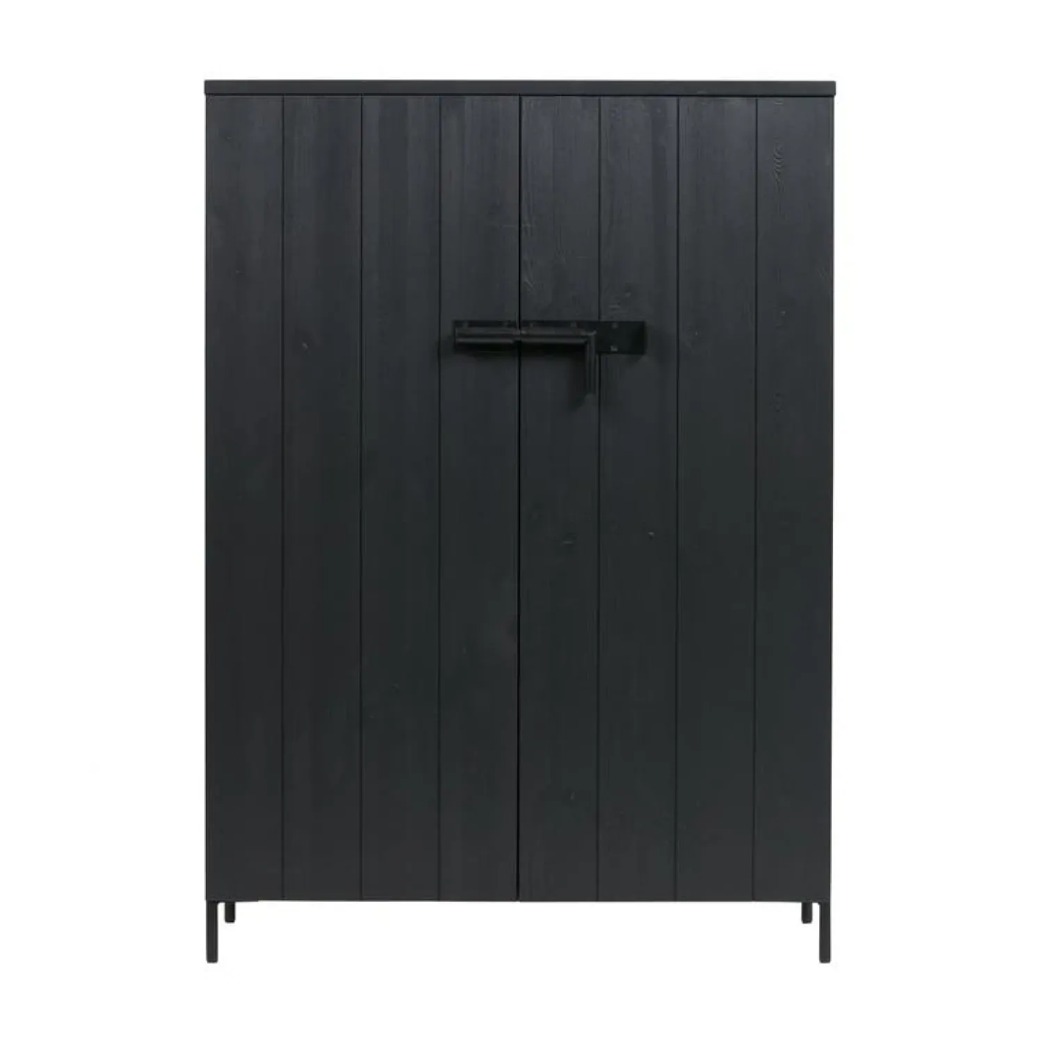 WOOOD Wandkasten|Industriele Kasten|Bruut 2-deurs Wandkast grenen zwart 100cm