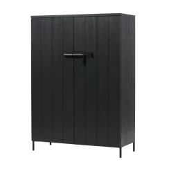 WOOOD Wandkasten|Industriele Kasten|Bruut 2-deurs Wandkast grenen zwart 100cm