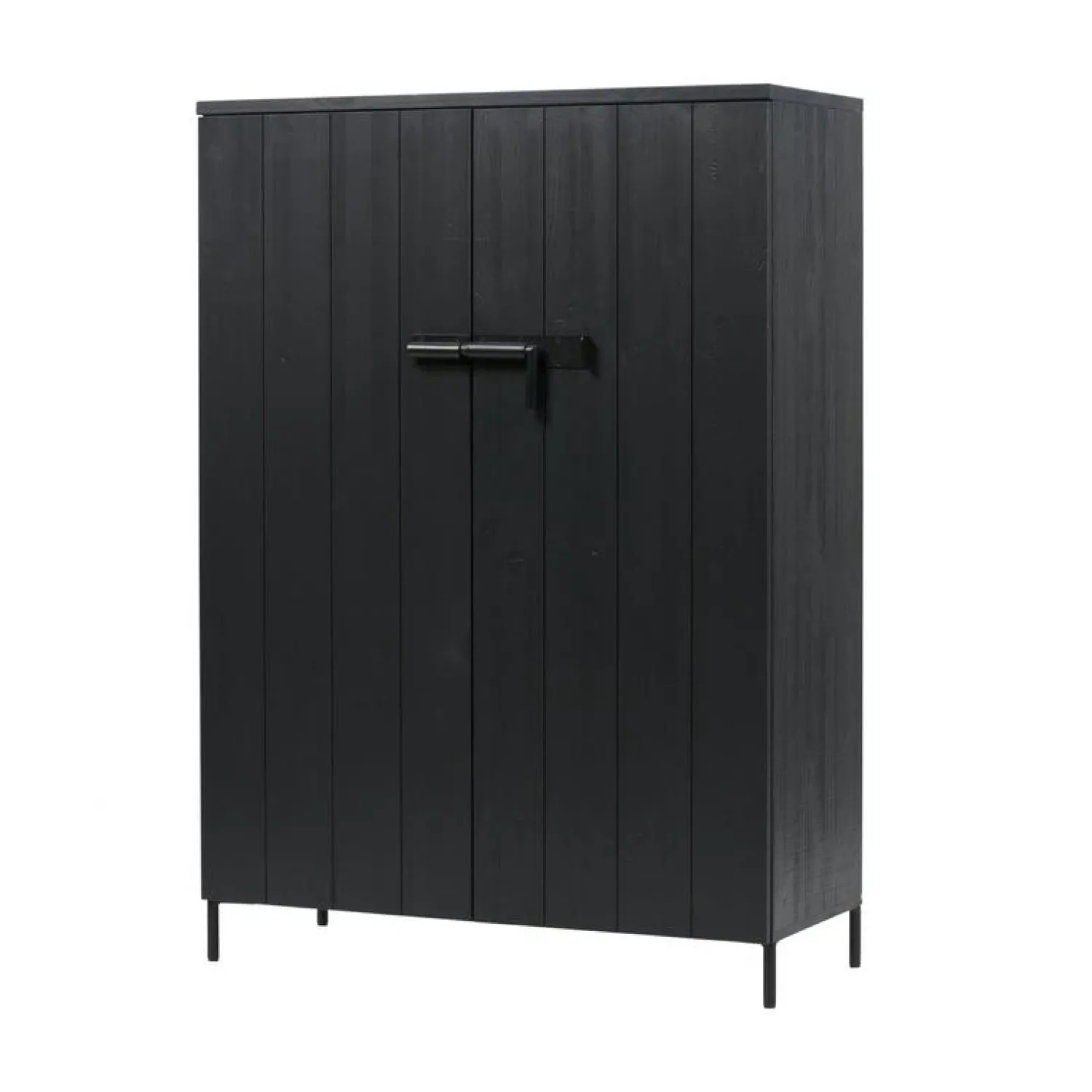 WOOOD Wandkasten|Industriele Kasten|Bruut 2-deurs Wandkast grenen zwart 100cm
