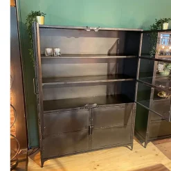 Cavetown Wandkasten|Vitrinekasten|Buffetkast industrieel Trevor zwart 140cm