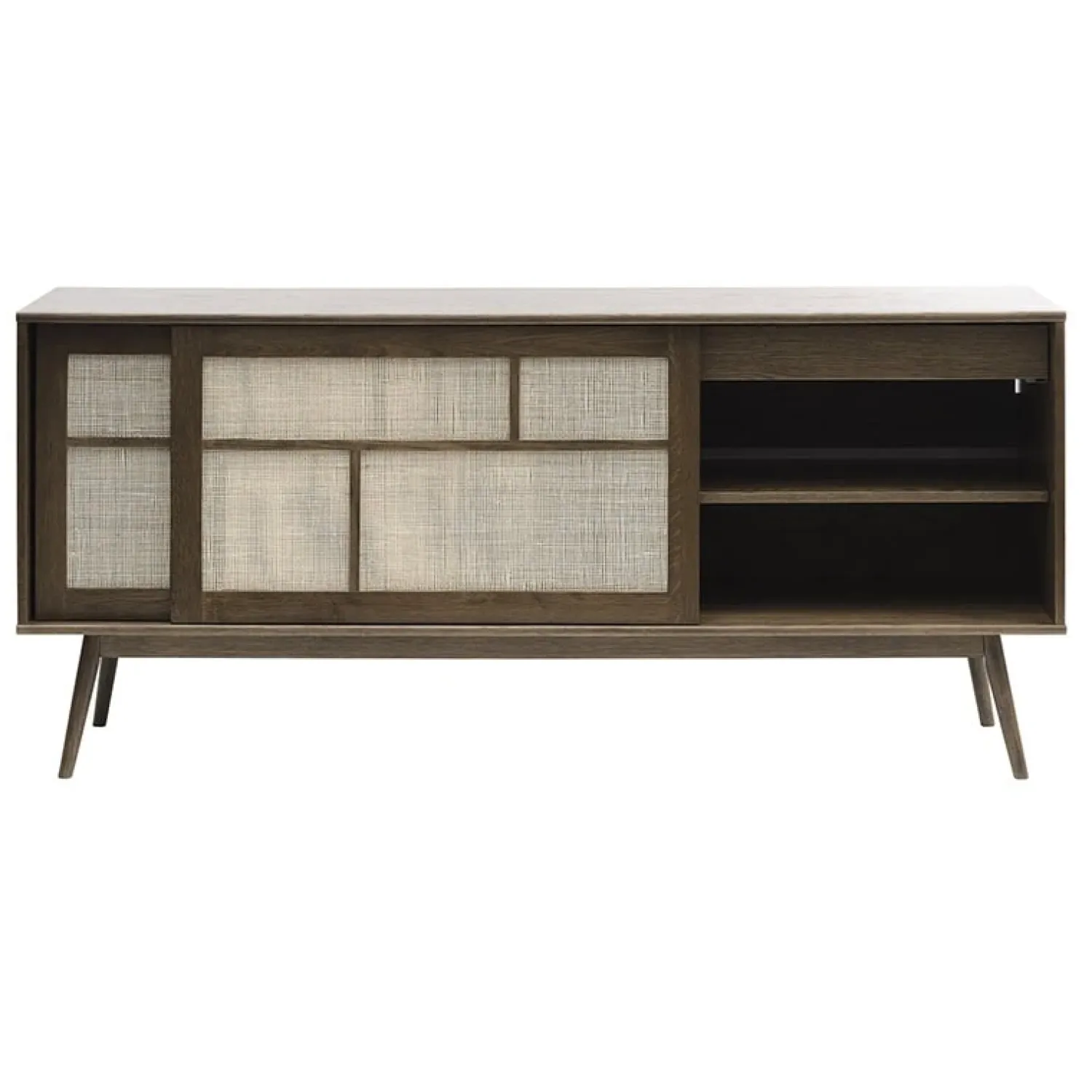LykkeHome Dressoirs|Industriele Kasten|Burcei dressoir donkerbruin eikenhoutfineer 180cm
