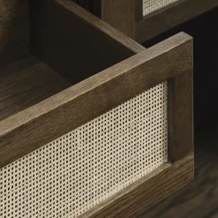 LykkeHome Boekenkasten|Vakkenkasten|Burcei vitrinekast donkerbruin eikenhoutfineer 160cm