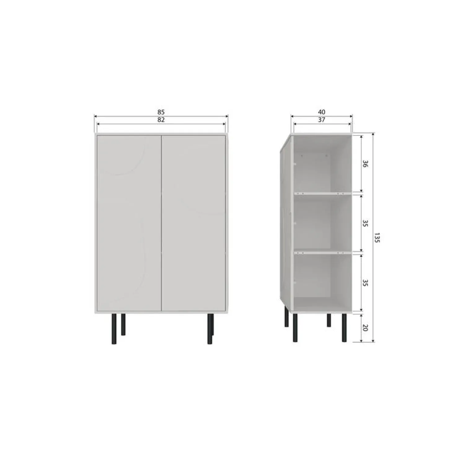 WOOOD Wandkasten|Industriele Kasten|Cadiz Opbergkast grenen grijs 85cm