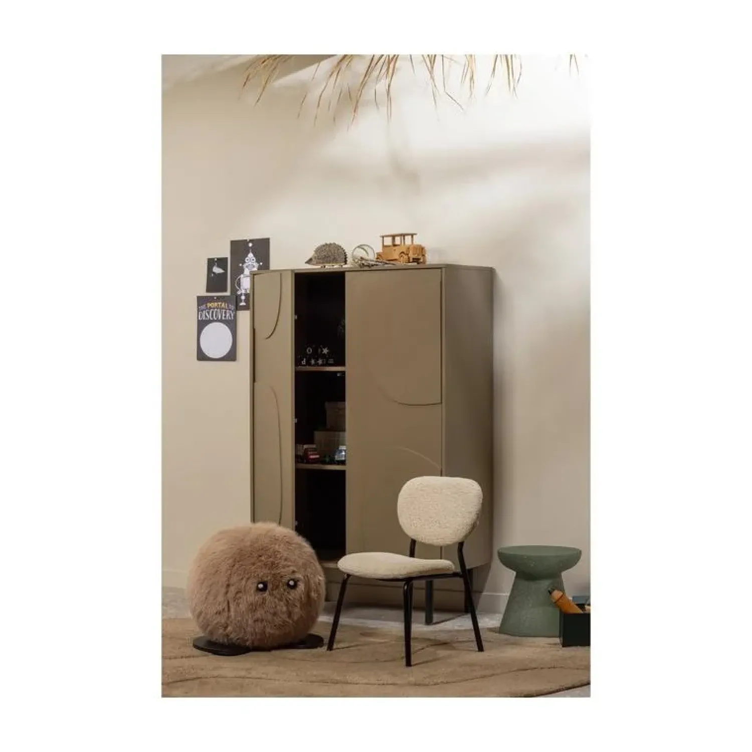 WOOOD Wandkasten|Industriele Kasten|Cadiz Opbergkast grenen taupe 85cm