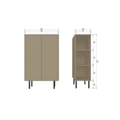 WOOOD Wandkasten|Industriele Kasten|Cadiz Opbergkast grenen taupe 85cm