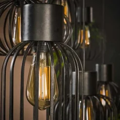Kalfort Hanglampen|Cage 6-lichts Hanglamp Charcoal zwart