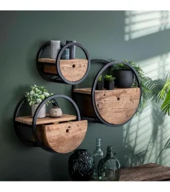 Kalfort Wandplanken|Wandrekken|Calro industrieel wandrek set van 3