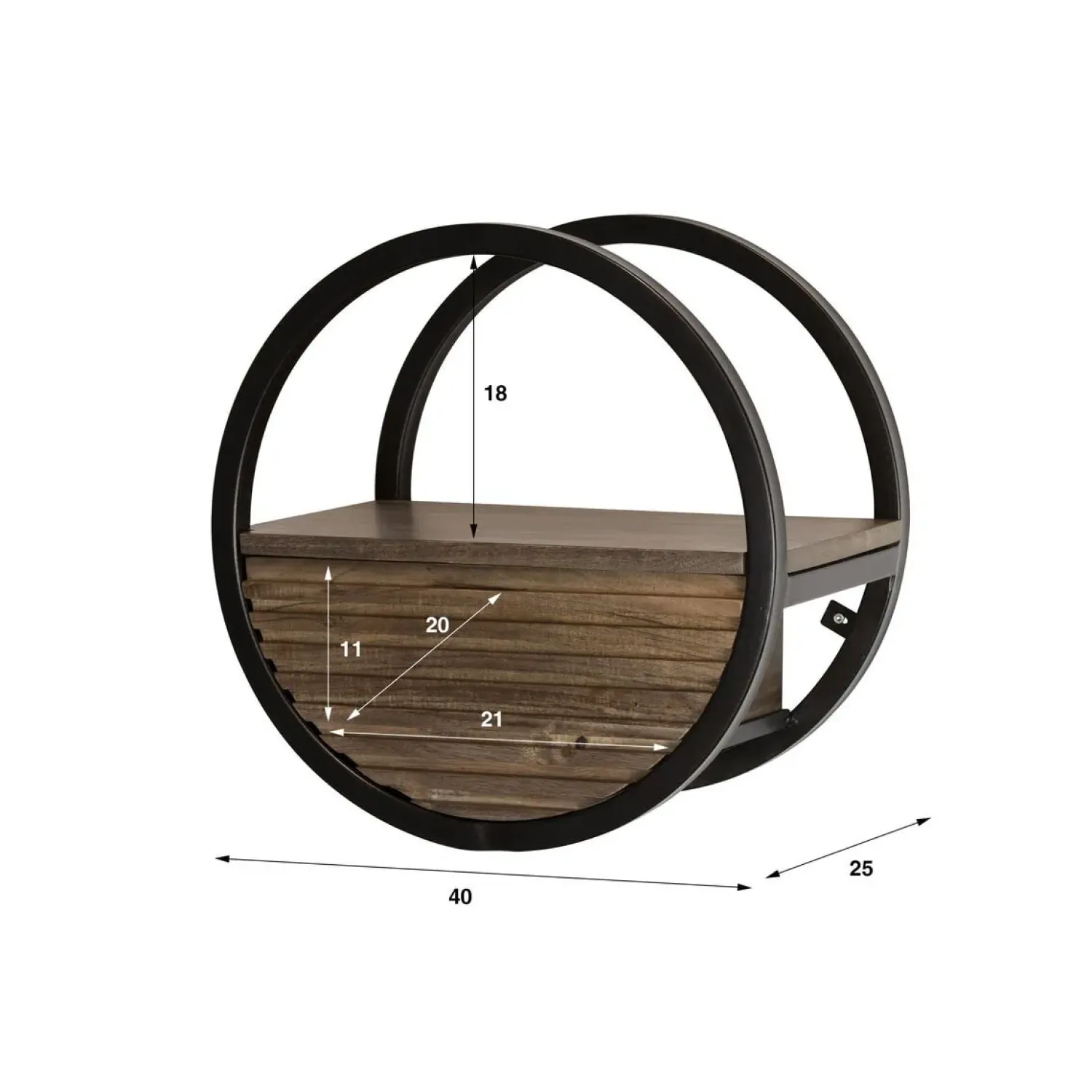 Kalfort Wandrekken|Wandrekken|Calro Wandrek 1 lade Acaciahout bruin 40cm