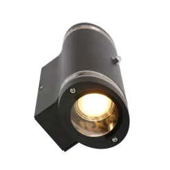 Steinmex Buitenverlichting|Carcer 2-lichts Buitenlamp rond Zwart Schemer sensor