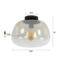 Kalfort Plafondlampen|Carlos 1-lichts Plafondlamp Amber glas
