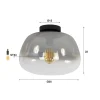 Kalfort Plafondlampen|Carlos 1-lichts Plafondlamp Smoke glas