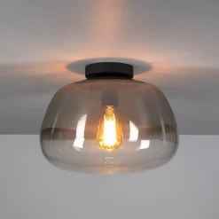 Kalfort Plafondlampen|Carlos 1-lichts Plafondlamp Smoke glas