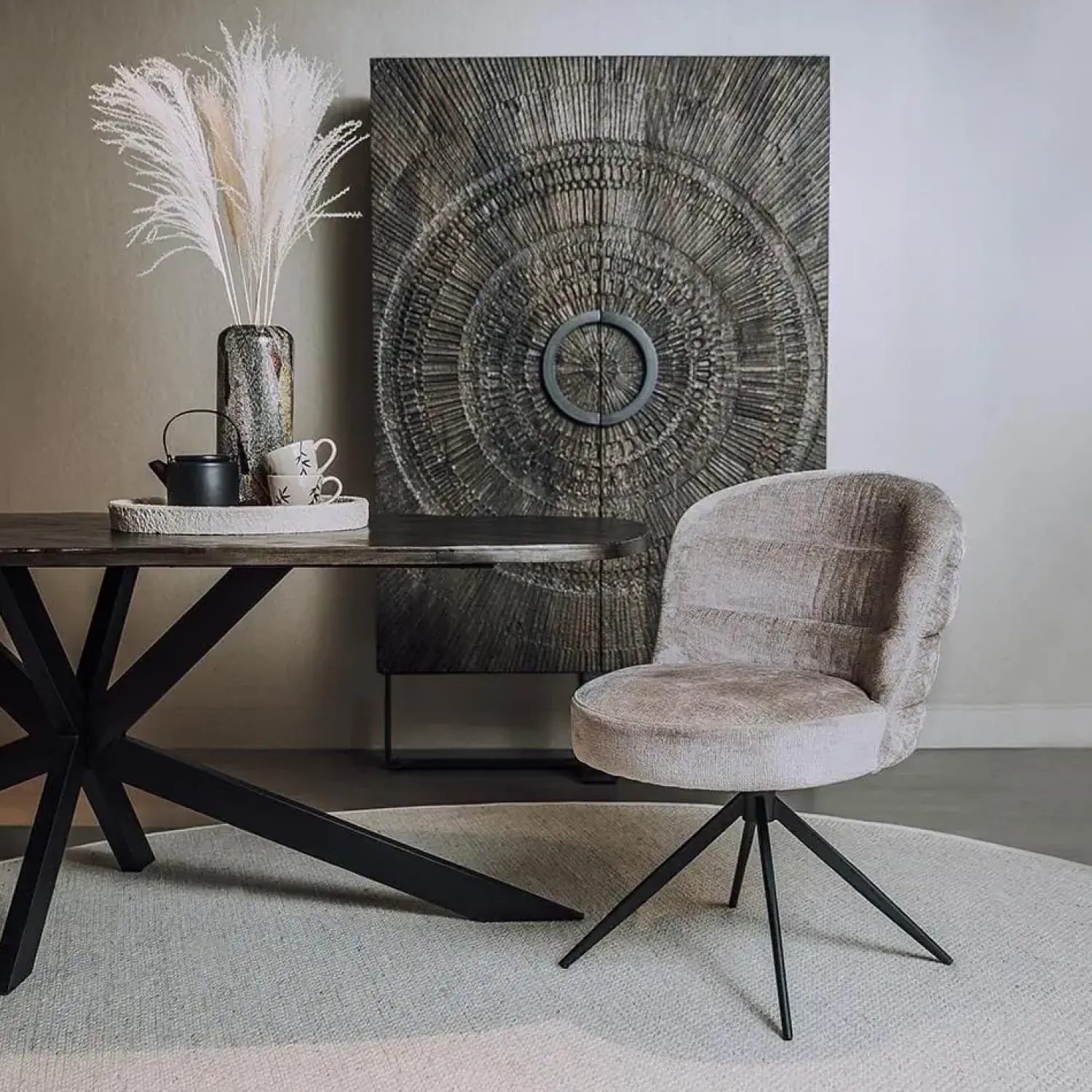 Tower living Eetkamerstoelen|Carro Eetkamerstoel grijs