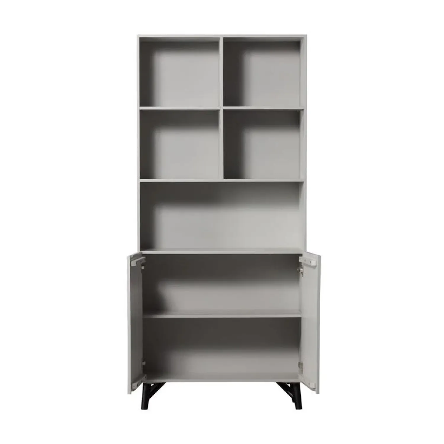 WOOOD Vakkenkasten|Industriele Kasten|Carved Organic 2-deurs opbergkast mangohout grijs 90cm