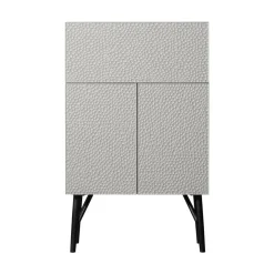 WOOOD Wandkasten|Industriele Kasten|Carved Organic Drankkast mangohout grijs 90cm