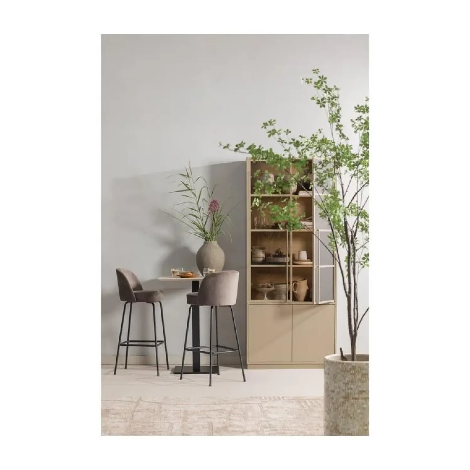 WOOOD Vitrinekasten|Industriele Kasten|Casa Buffetkast grenen mud 101 cm