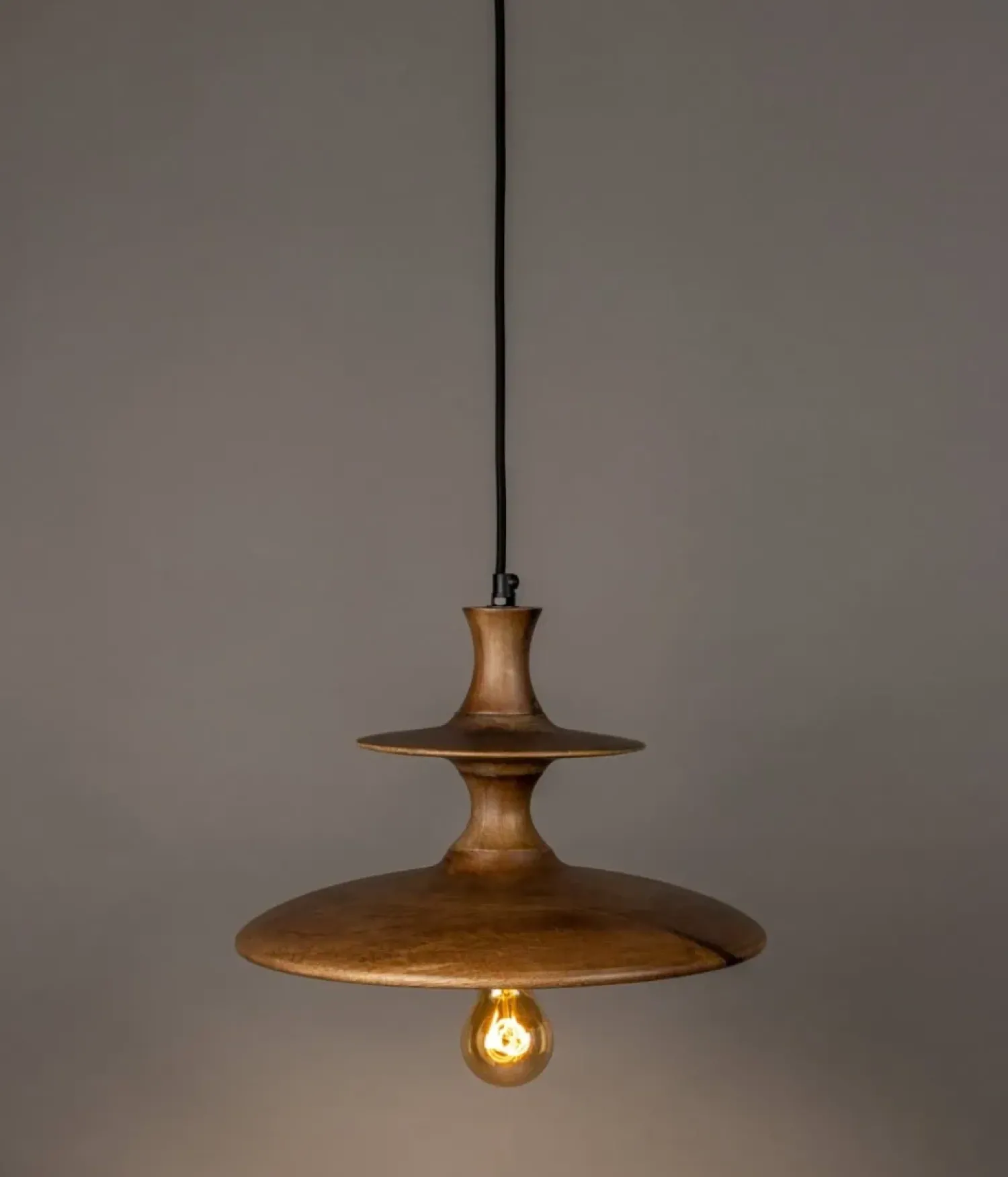Dutchbone Hanglampen|Cath 1-lichts Hanglamp Small Walnoot